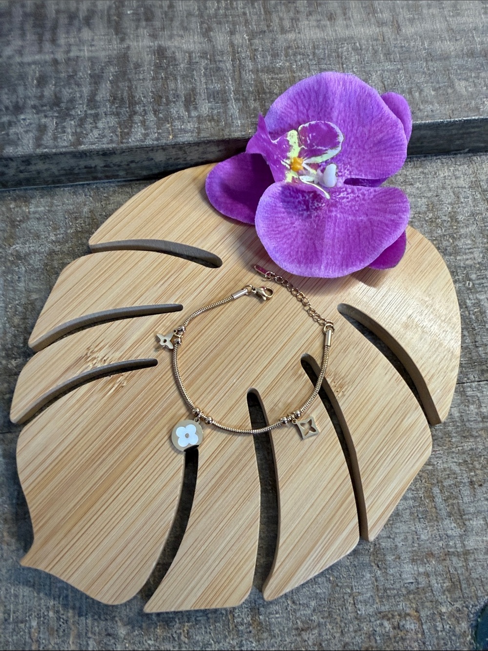 Delicate Gold Flower Charm Bracelet - Women's Jewelry